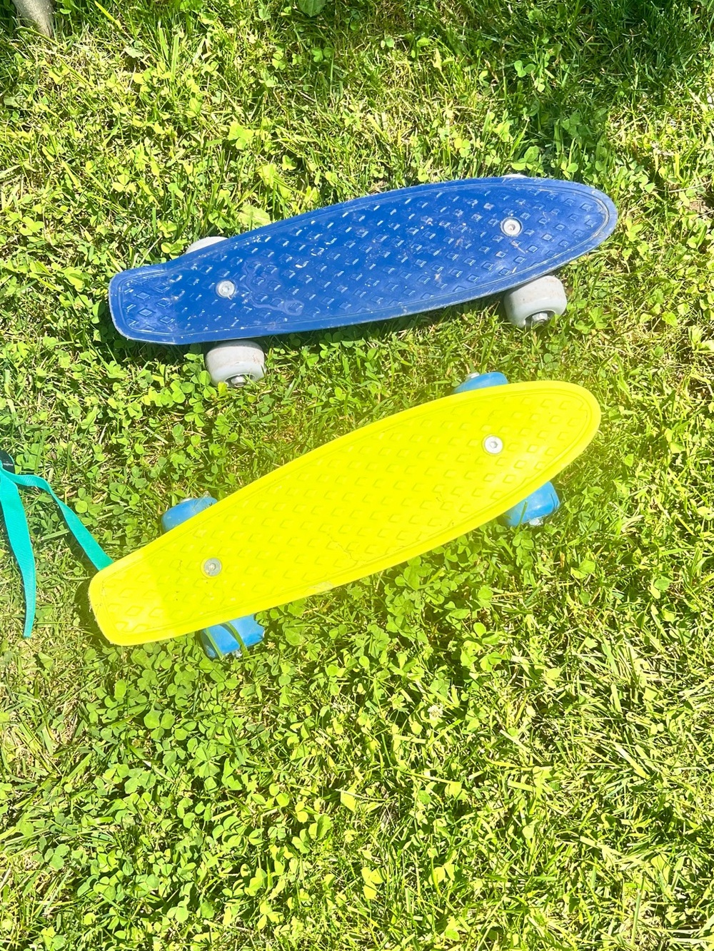Blue and Yellow Retro Plastic Penny Skateboards - Pair